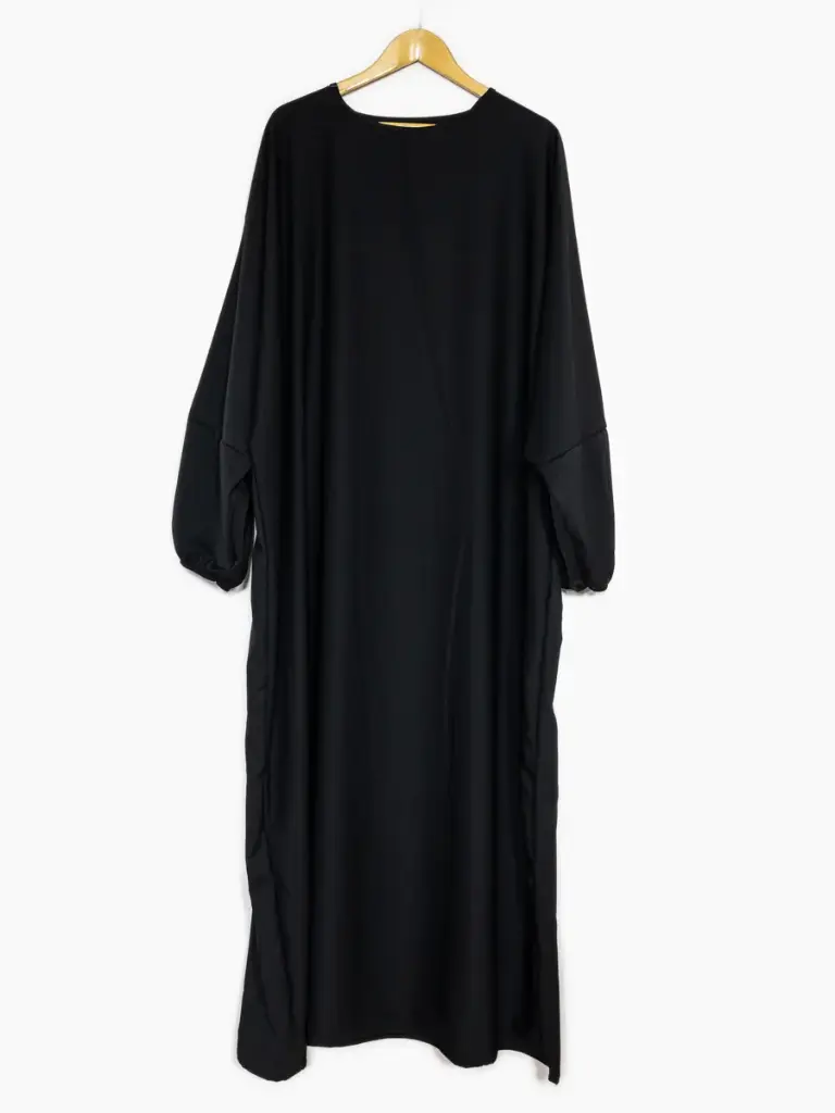 Abaya longue large en soie médine ref:Ro2303pk (Black)