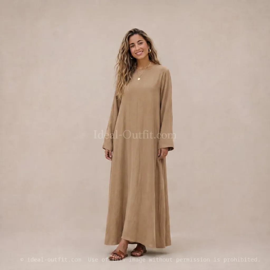 [2333JAZZ_BEIGE] Abaya longue large ref:Ro2333jazz (Beige)