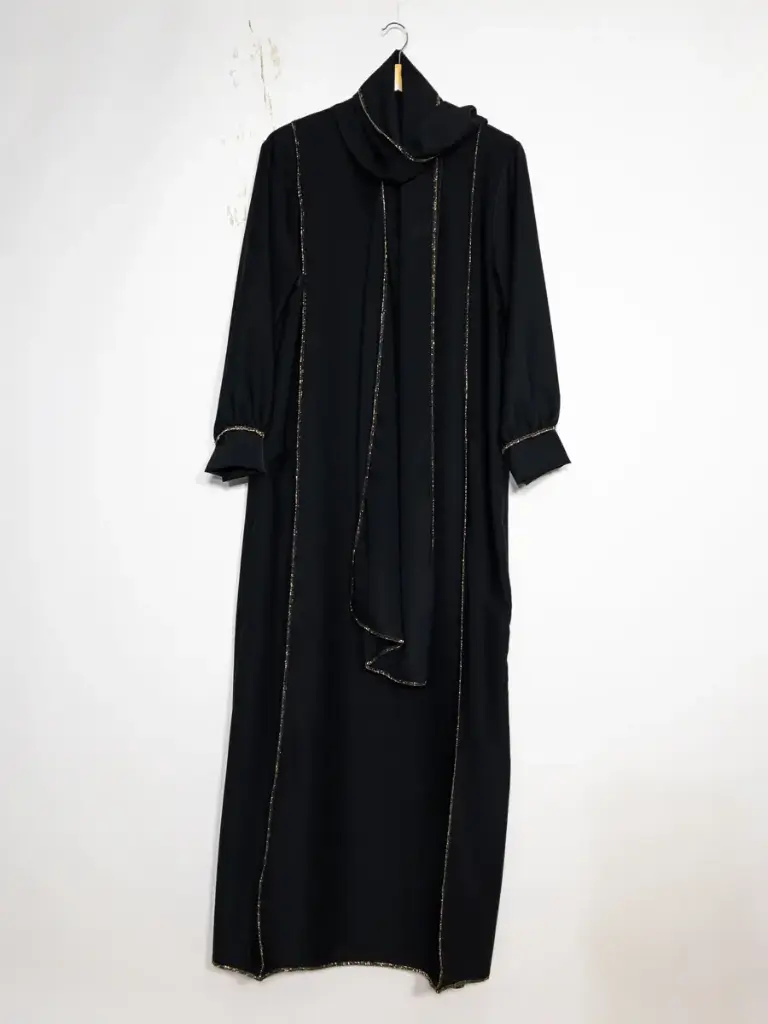 Abaya soie de Médine ref:Ro2369pkdr (Black)