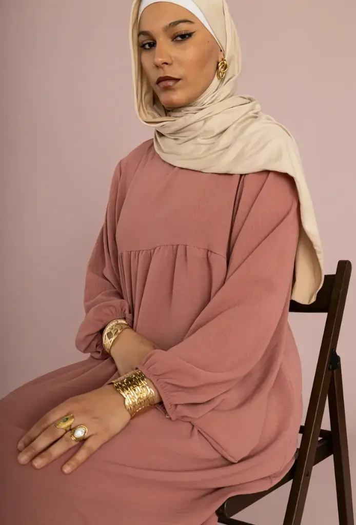 Abaya longue en soie de Médine REF: RO2379PK