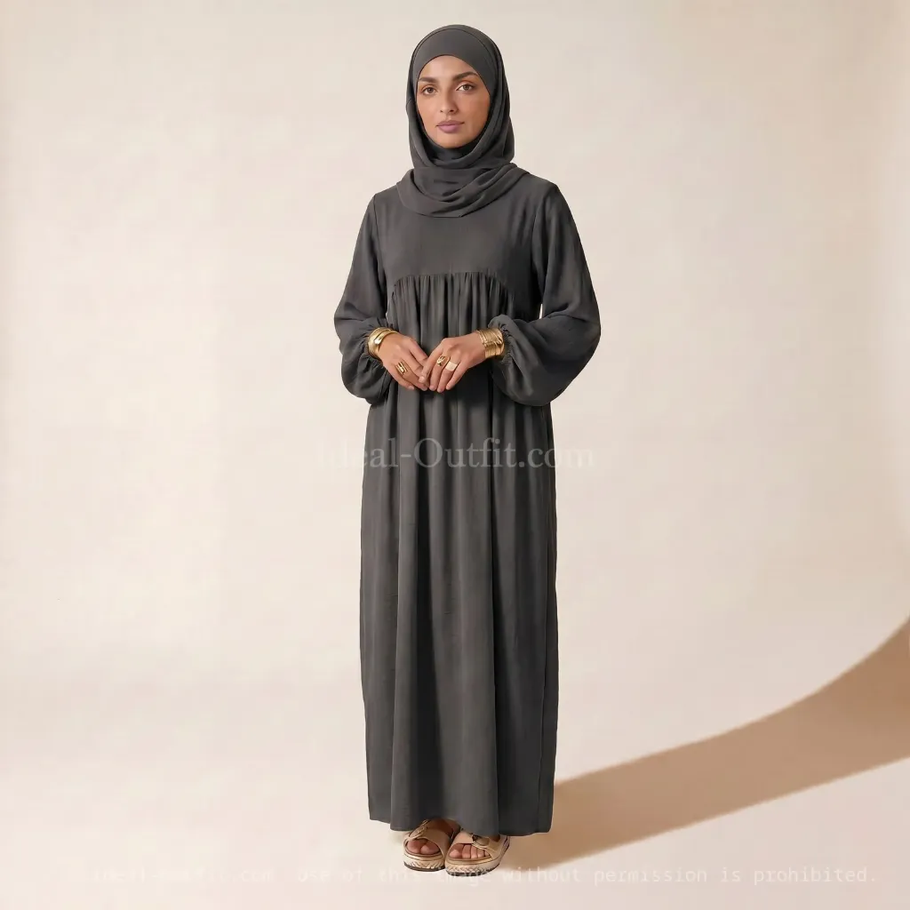 Abaya longue en soie de Médine REF: RO2379PK
