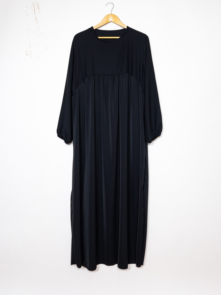 Abaya longue en soie de Médine REF: RO2326PK (Black)