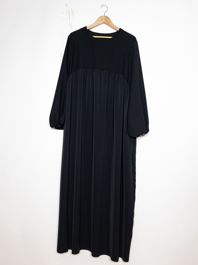 Abaya longue en soie de Médine REF: RO2379PK (Black)