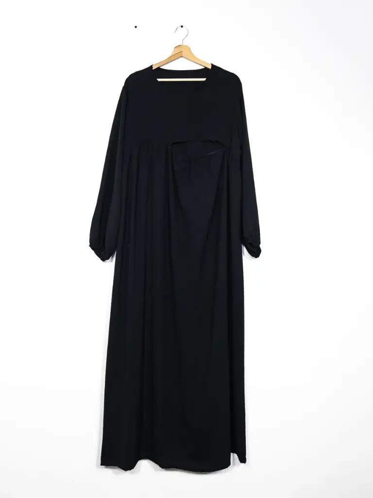 Abaya d'allaitement en jazz ouverture zip REF:RO2512JAZZ (Noir)