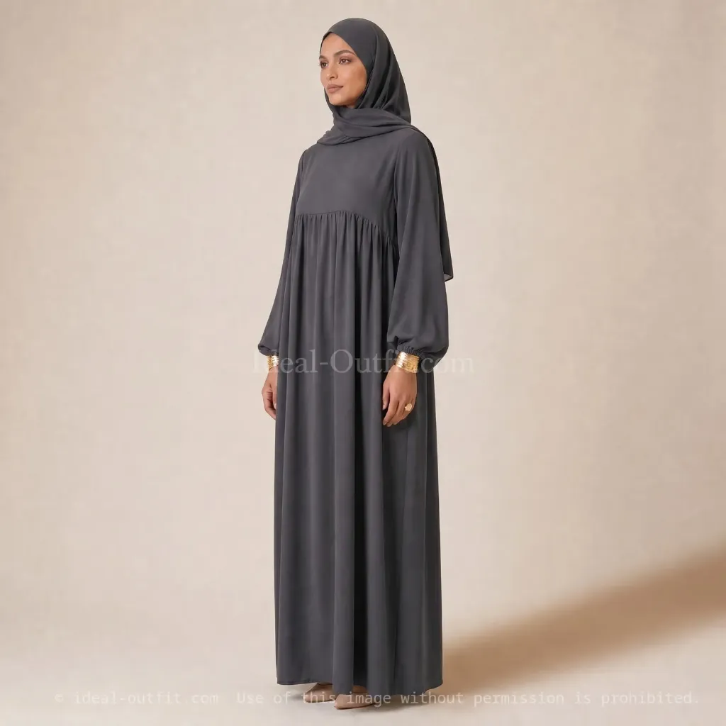 Abaya longue en soie de Médine REF: 2379PK