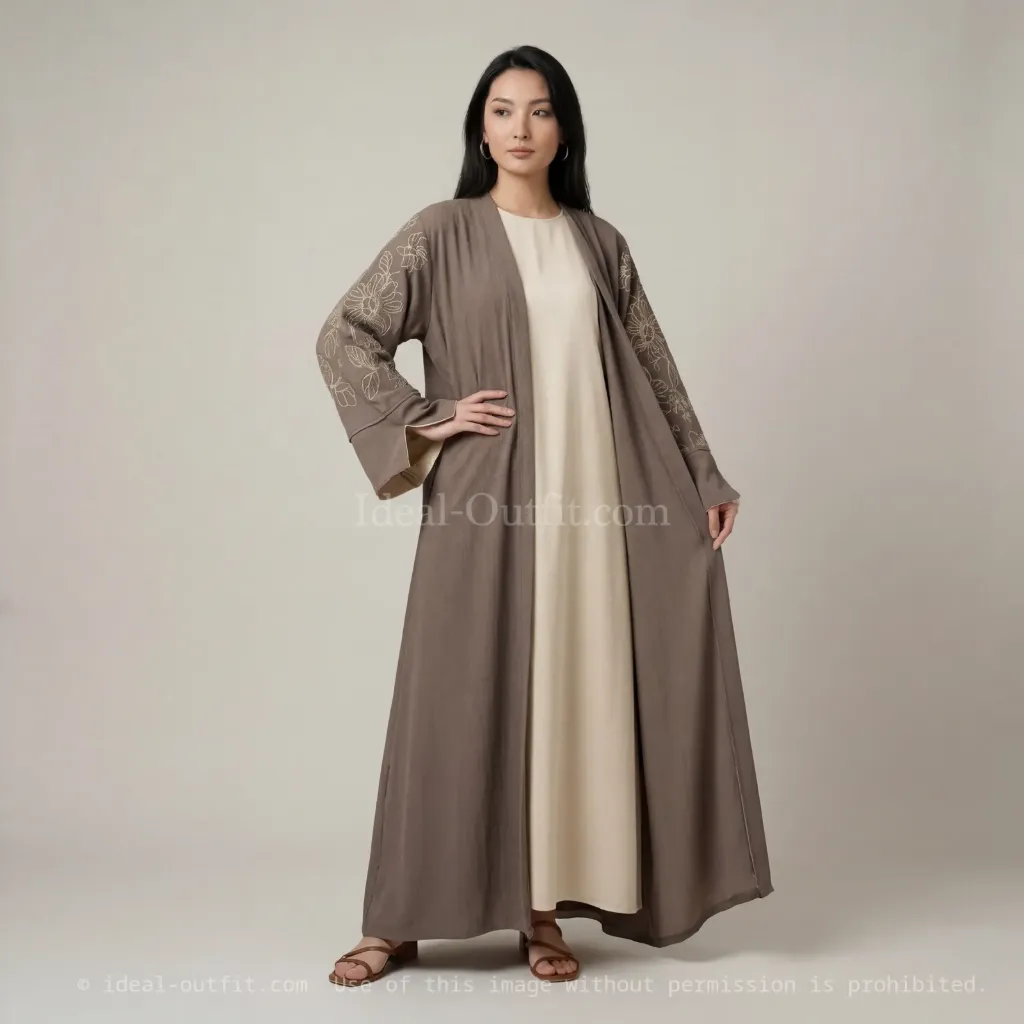 Ensemble 2pcs kimono broderies florales abaya ref:en2511jazz