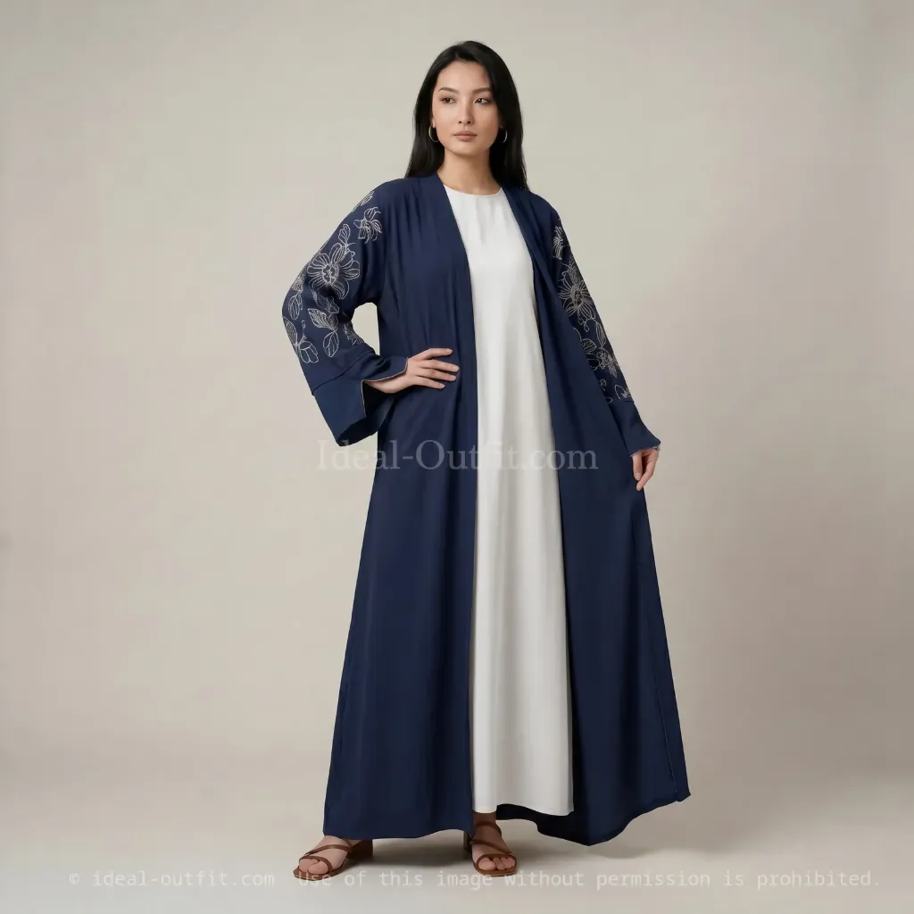 Ensemble 2pcs kimono broderies florales abaya ref:en2511jazz