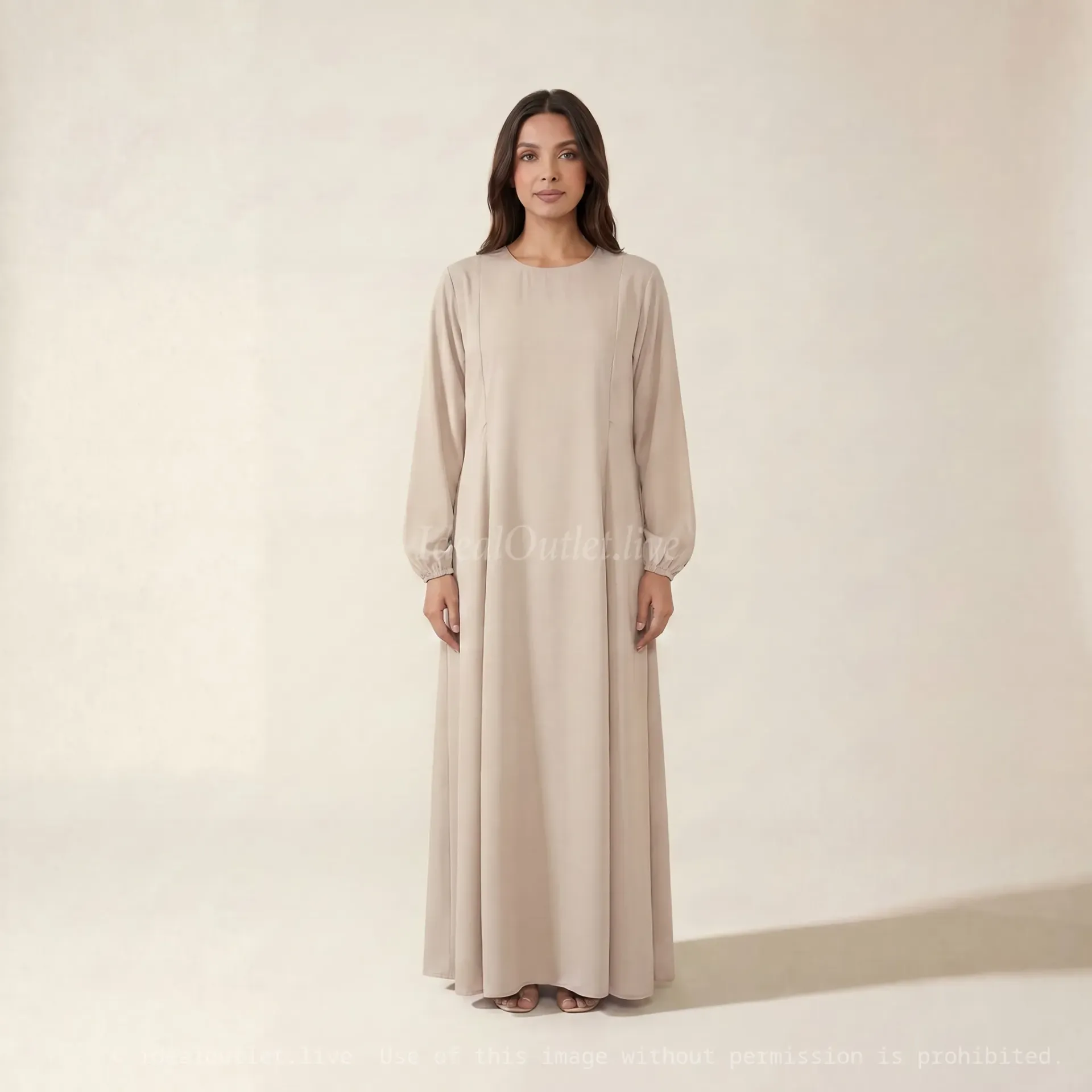 Integrated Hijab Abaya in Jazz Fabric REF: Ro2338jazz (Beige)