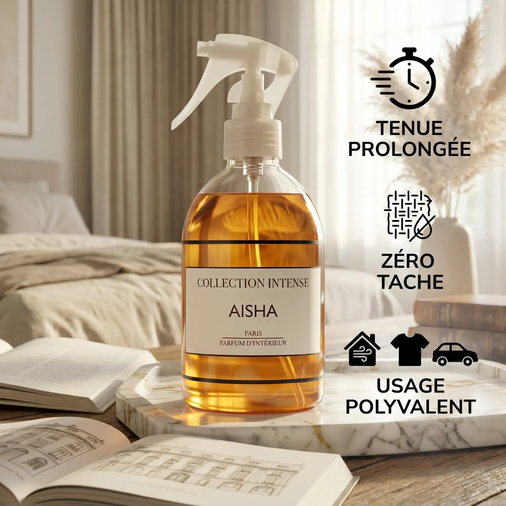 [CI_PFI_AISHA_250ML] Parfum d’Intérieur, Parfum voiture, parfum en spray pour Textiles, Collection intense 250ml