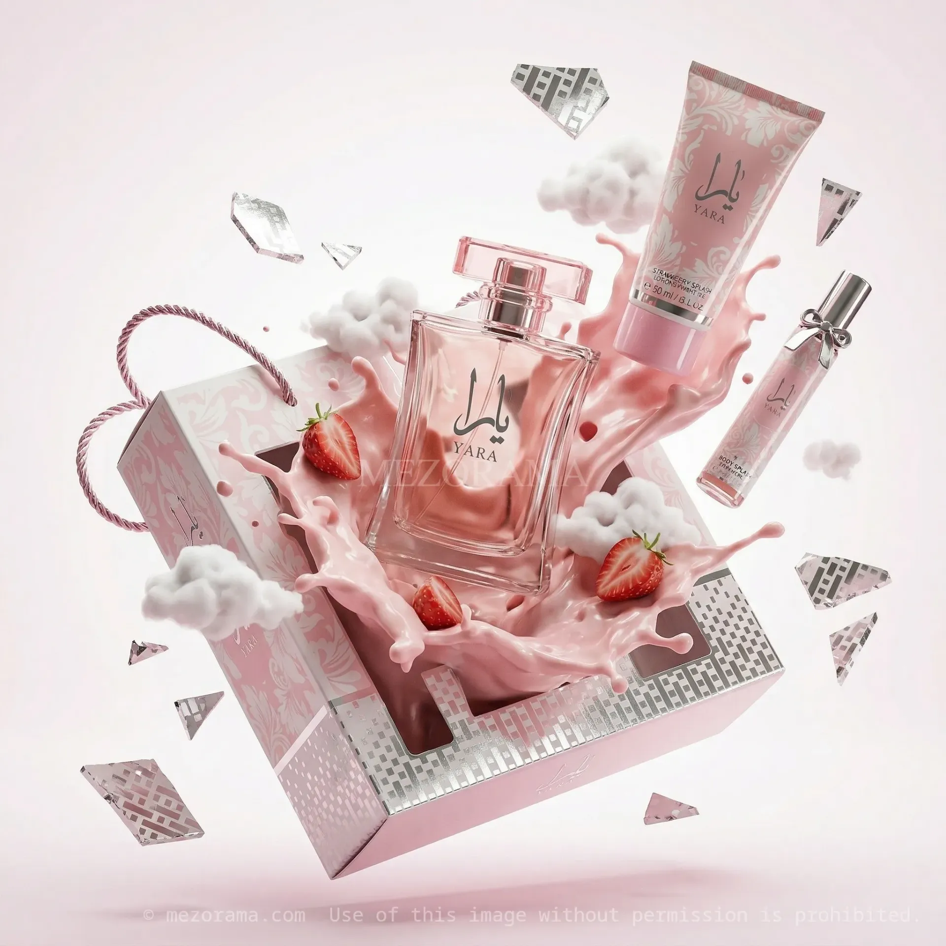 [COF_YARA_ROSE_3P] Routine parfumée gourmande, Coffret YARA Rose, Parfum Lotion Brume, 3 pièces