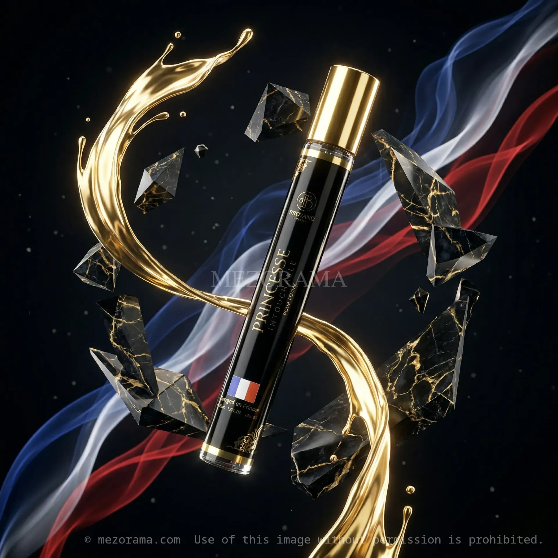 [PF_PRINC_INTOUCHABLE_35ML] Parfum de voyage chic, Princesse Intouchable, Noir et Or, Eau de Toilette pour Femme, 35ml