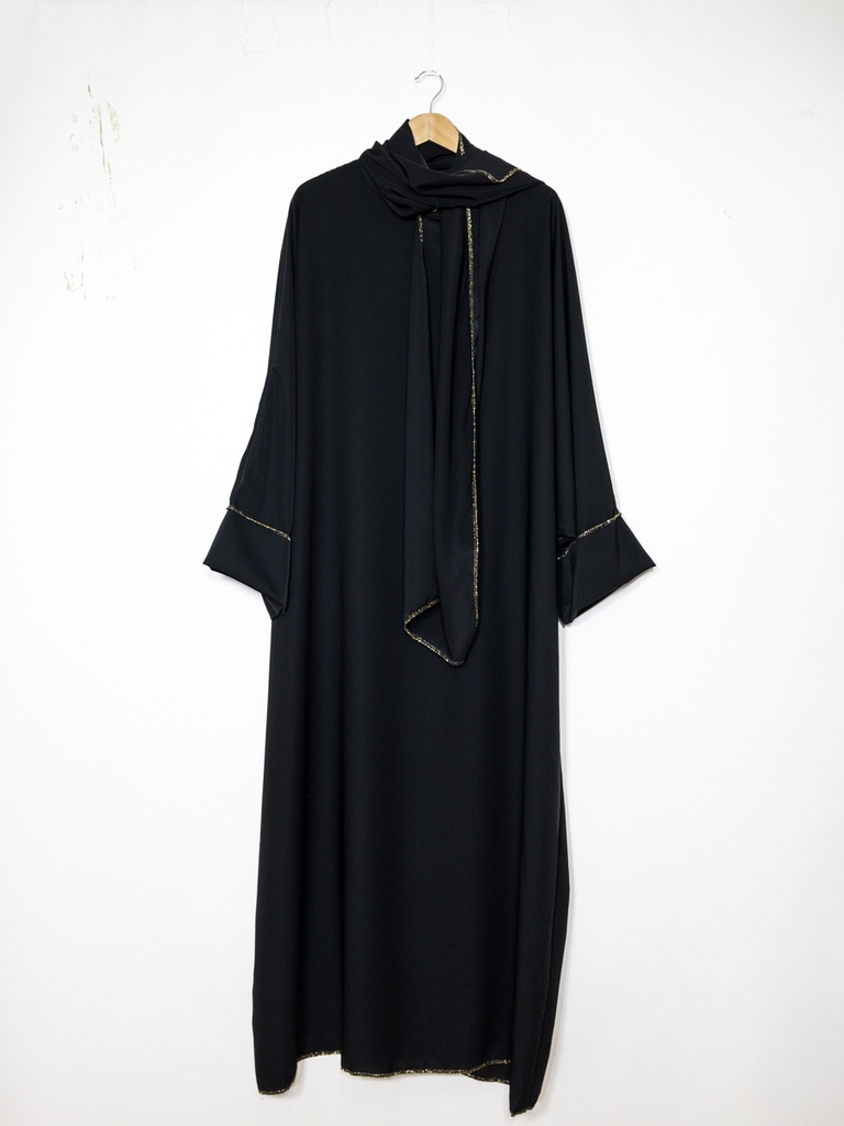 Abaya longue femme REF: RO2381PK (Noir)