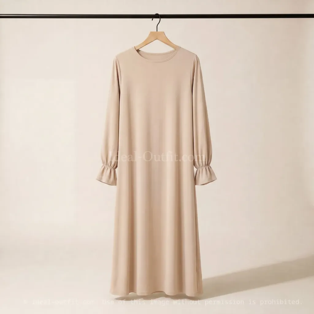 [2316PK_BEIGE] Abaya longue REF: RO2316PK (Beige)
