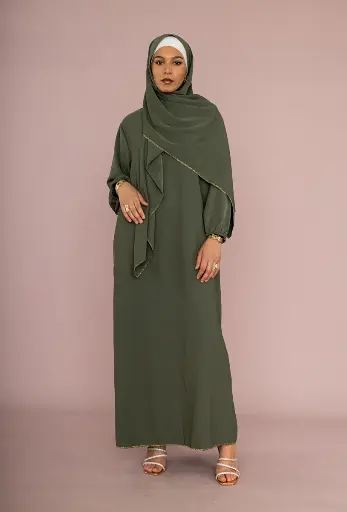 Abaya en soie de Médine pour femme ref:Ro2338pkdr